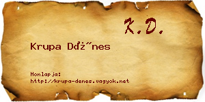 Krupa Dénes névjegykártya